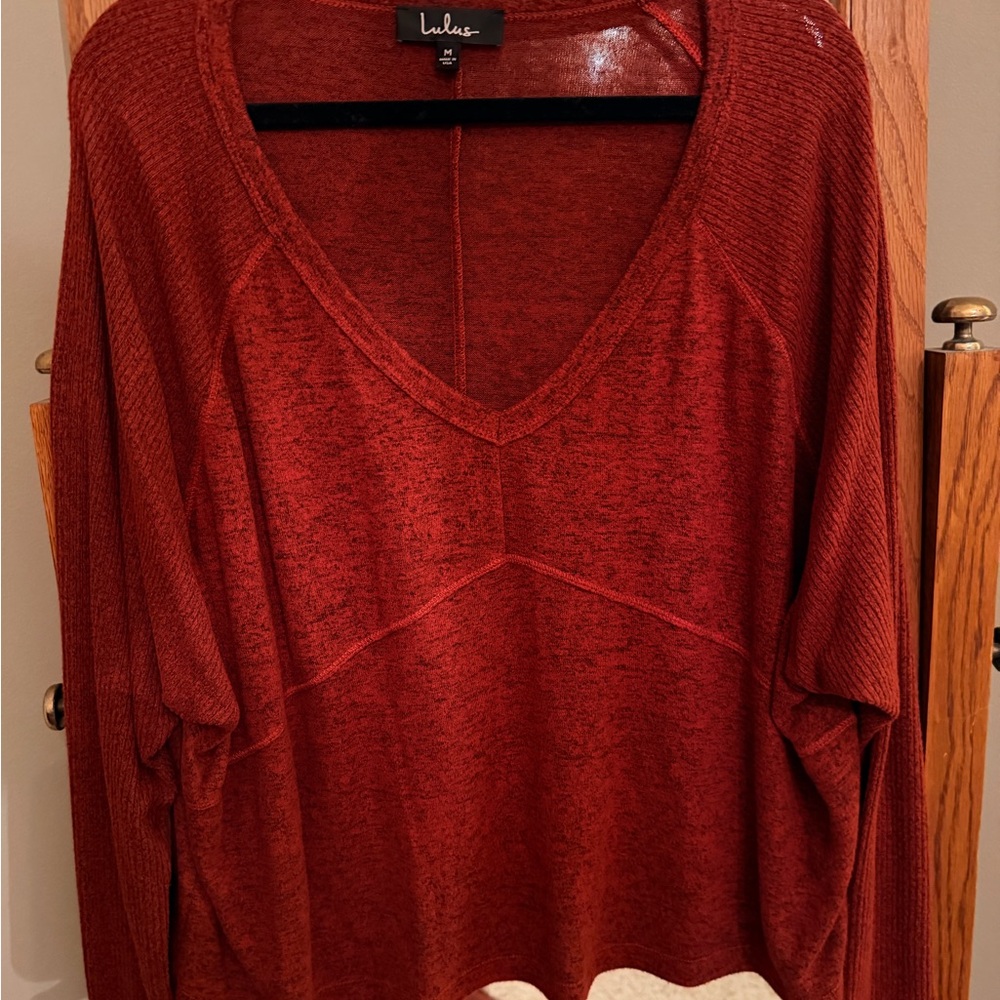 Lulu's Women's Deep Rust Long Sleeve Top